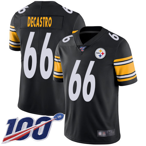 Men Pittsburgh Steelers Football #66 Limited Black David DeCastro Home 100th Season Vapor Untouchable Nike NFL Jersey